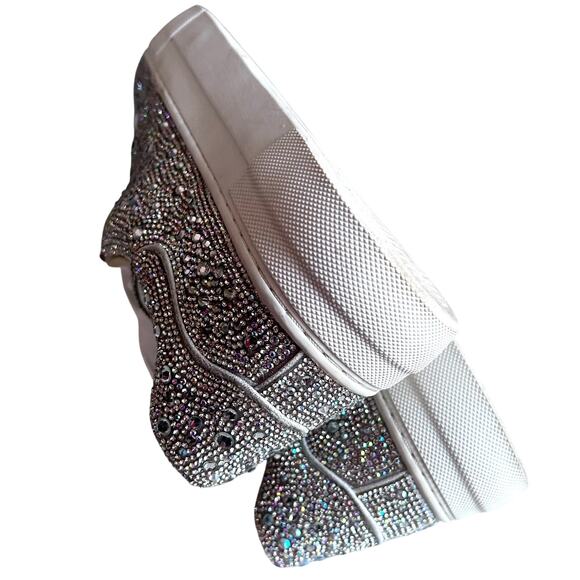 Betsy Johnson sneakers size 8.5 Sidny platform sparkle rhinestone metallic gray - Picture 10 of 13